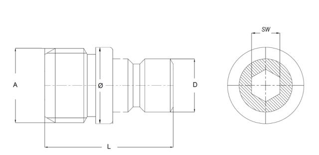 Raccord mâle - intérieur hexagonal