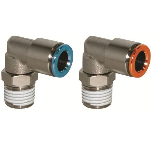 Raccord coudé laiton nickelé autobloquant 90° pivotant