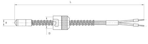 Sonde thermocouple à baïonnette type J