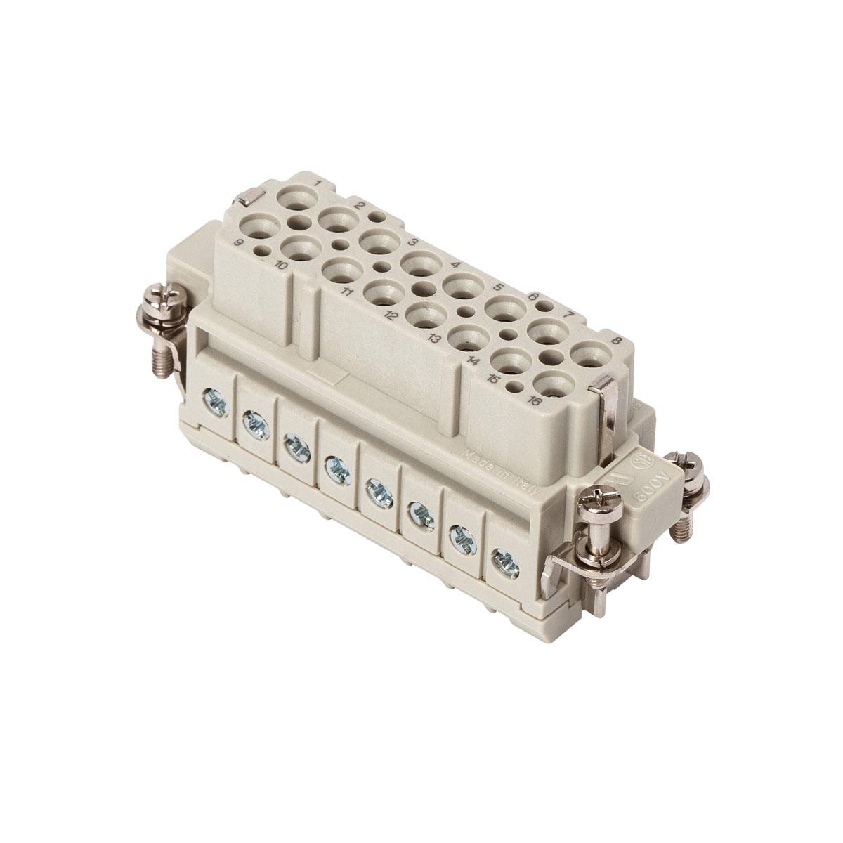 Insert femelle 10 et 16 broches, 16A 250Volts  