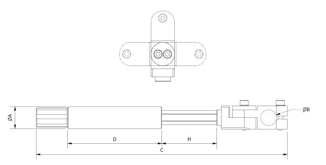 Suspension de préhension à corps lisse (non rotative) avec pince réglable