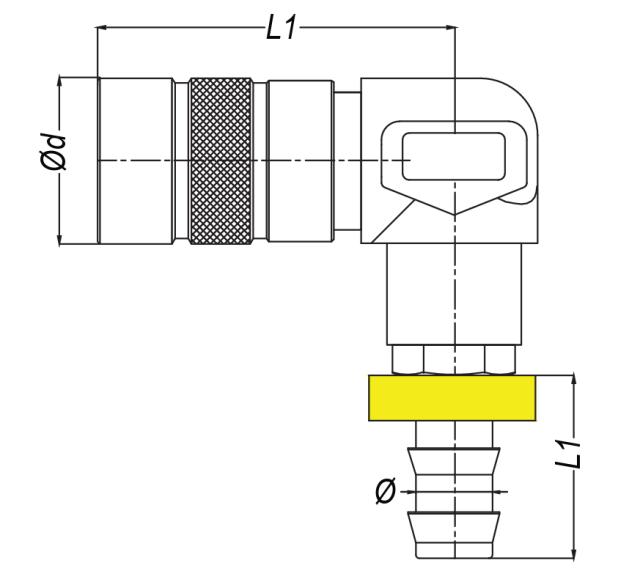Raccord BBI sortie 90°, auto-serrant